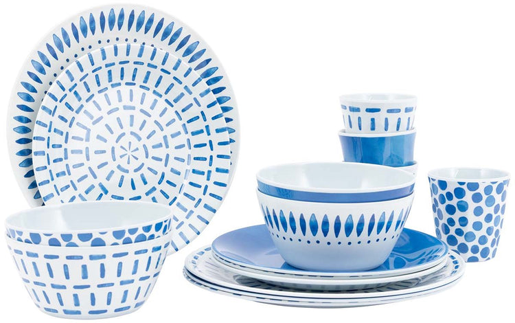 Bo-Camp-Geschirr – Mix-Match – 16-teilig – Melamin – Blau – Brise