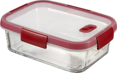 Curver Smart Cook Lebensmittelbehälter aus Glas – rechteckig – 0,9 Liter – rot