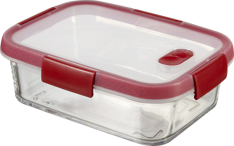 Curver Smart Cook Lebensmittelbehälter aus Glas – rechteckig – 0,9 Liter – rot