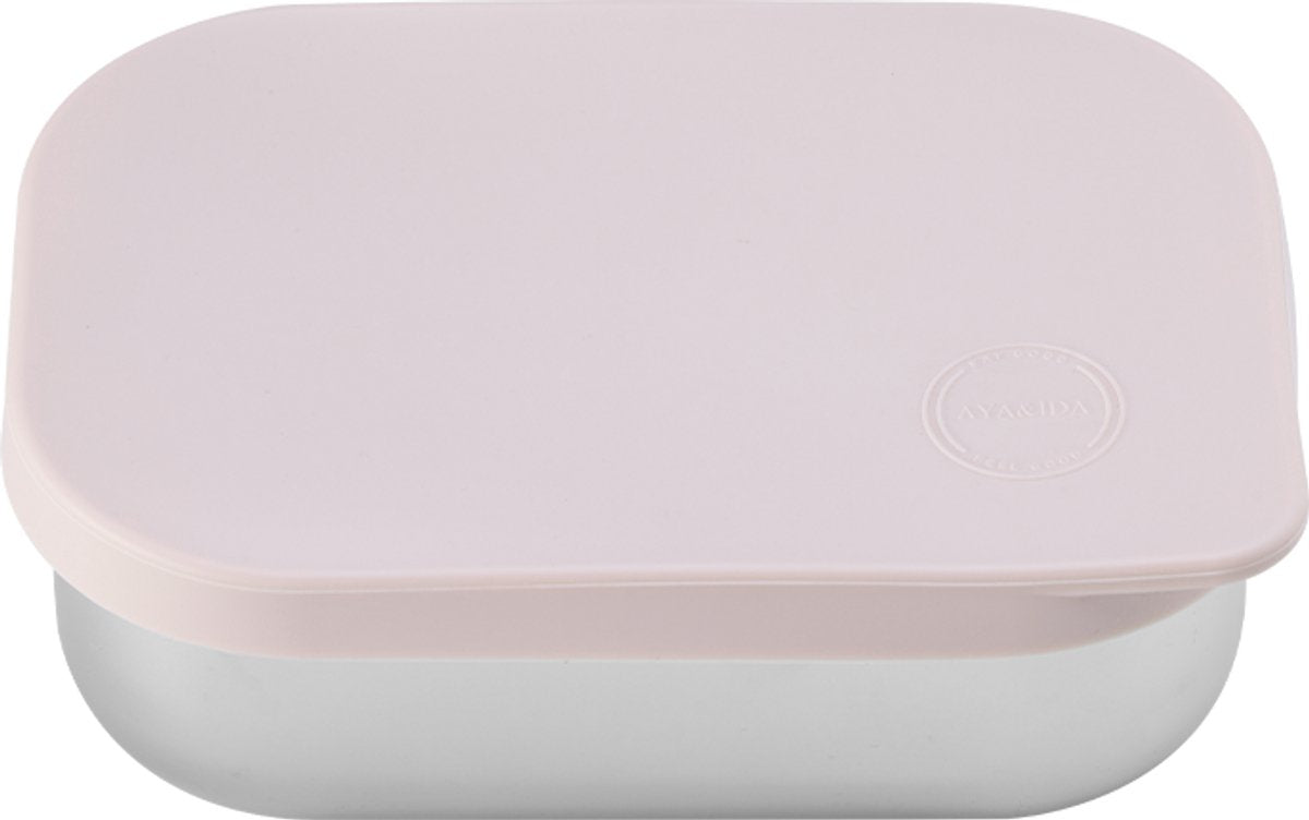 Aya ida aya ida - Lunchbox - Aufbewahrungsbox - Mitnehmen - Brot - Mittagessen - Salat - Edelstahl - Silikondeckel - 900 ml - Zartrosa