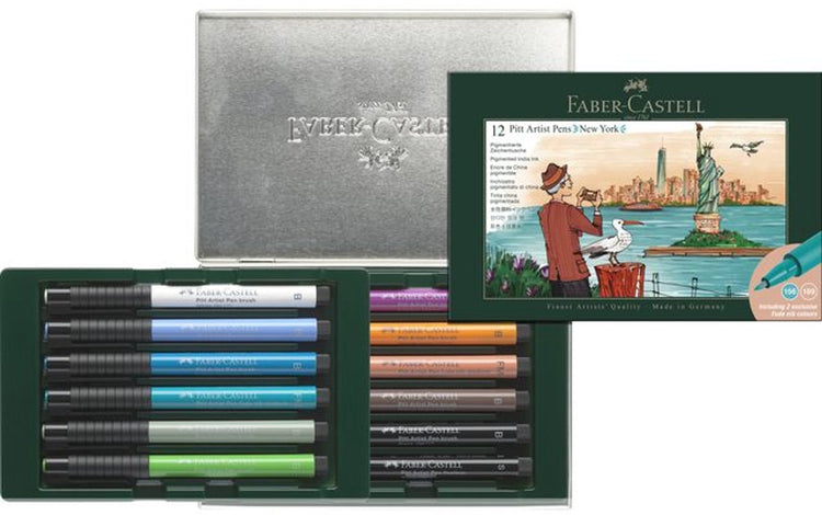Faber-Castell Zeichenstift – Pitt Artist Pen Pinsel – Geschenkset 12-teilig – New York – FC-267135