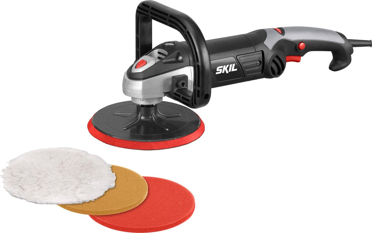 Skil-Poliermaschine 1200 W – Poliermaschine Auto – Poliermaschine – Poliermaschine Auto – Sanftanlauf – inklusive Polierscheiben 180 mm – 1144 AA