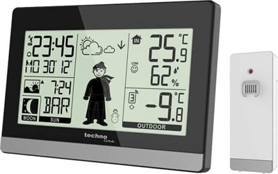 Technoline Wetterstation – ws 9612 – 145 x 97 x 38 mm – schwarz silber – mit 1 Außensensor 30 m – tl-ws9612