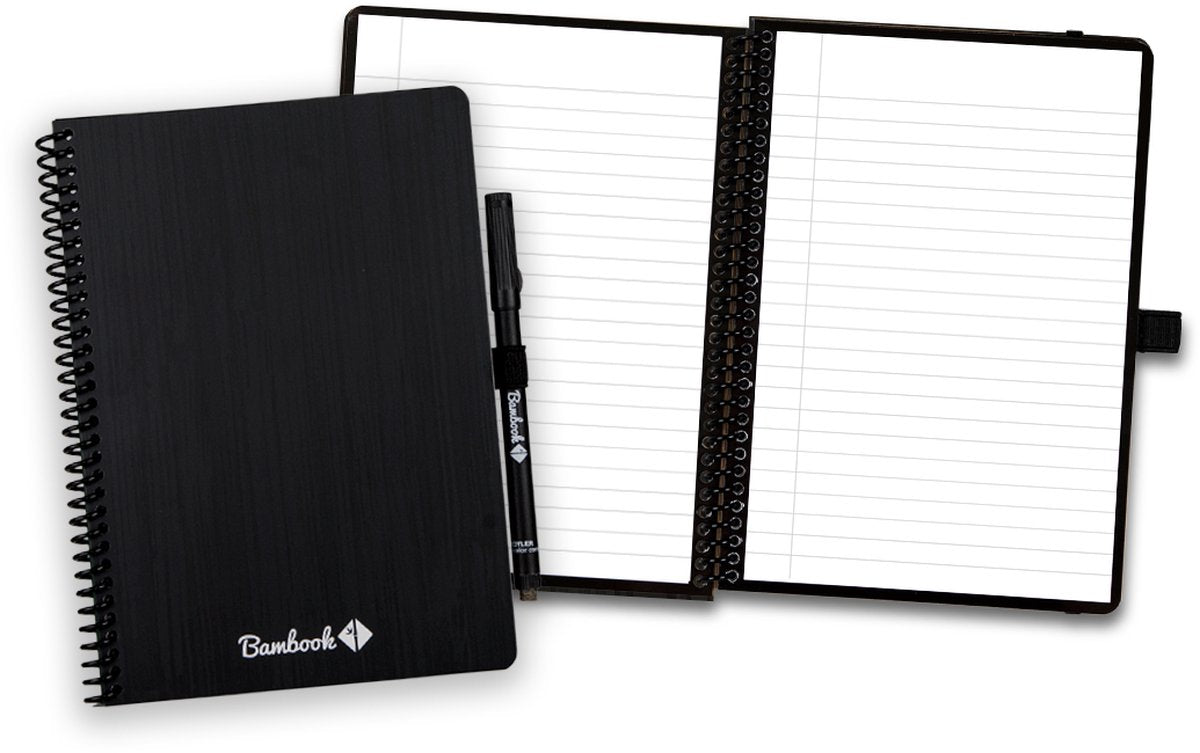 Klassisches, löschbares Original-Notizbuch von Bambook – A5 – linierte Seiten – langlebiges, wiederverwendbares Whiteboard-Notizbuch – mit 1 kostenlosen Marker