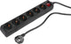 Q-Link-Steckdosenleiste mit Schalter – 6-fach-Verlängerungskabel mit Schutzleiter – 3 x 1,5 mm – 5 m – Schwarz