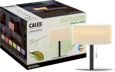 Calex wiederaufladbare Tischleuchte Cascia – Stimmungsbeleuchtung für drinnen und draußen – kabellos – dimmbar – warmweißes Licht RGB – wasserfest – Schwarz