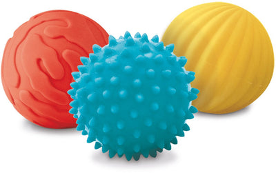 Ludi – 3 Sinnesbälle – mit unterschiedlichem Relief – Sinnesspielzeug – Motorikspielzeug – Kleinkindspielzeug