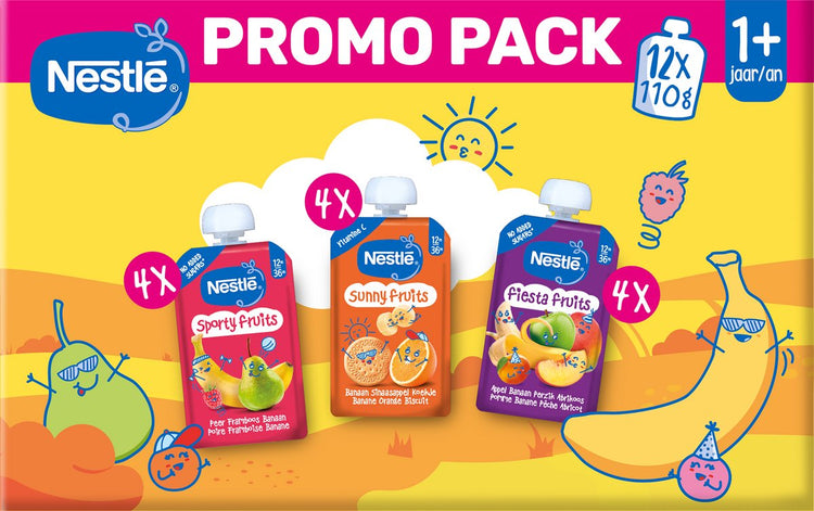 Nestlé Fruits Summer Multipack – Squeeze Fruit – 3 Geschmacksrichtungen – 12+ Monate – 12 x 110 g