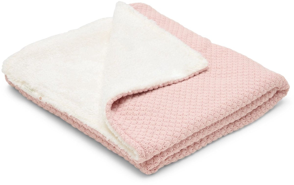 Gestrickte Babydecke von Little Dutch – Fleece – Rosa – Essentials
