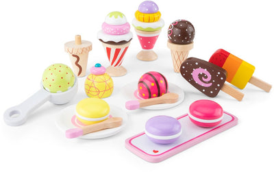New Classic Toys ® Eisspielzeug aus Holz – 25-teiliges buntes Spielset mit Eissorten, Waffeln, Eisportionierer und Tellern – Spielzeug-Essen – Rollenspiel-Küchenspielzeug-Eisstand – ab 3 Jahren