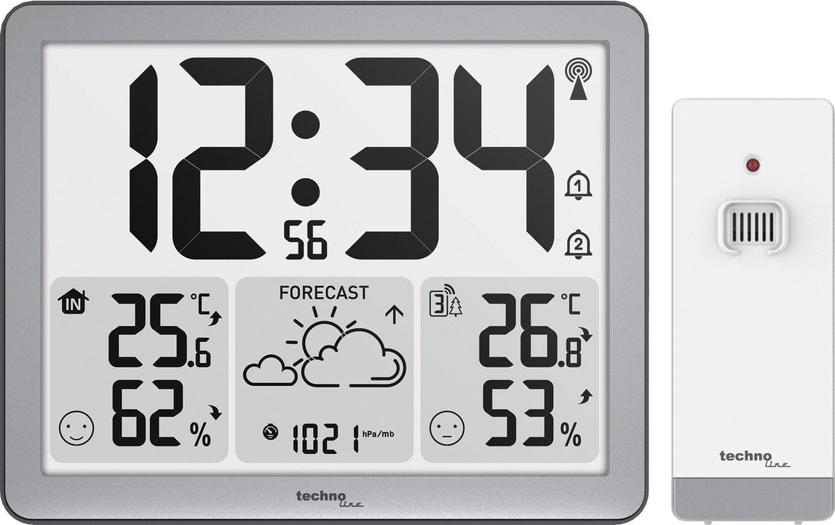 Technoline Wetterstation – ws 6780 – 173 x 140 x 27 mm – silber – mit 1 Außensensor – tl-ws6780
