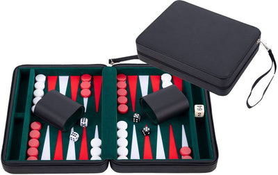 Engelhart Backgammon-Reisespiel mit Reißverschluss – schwarz