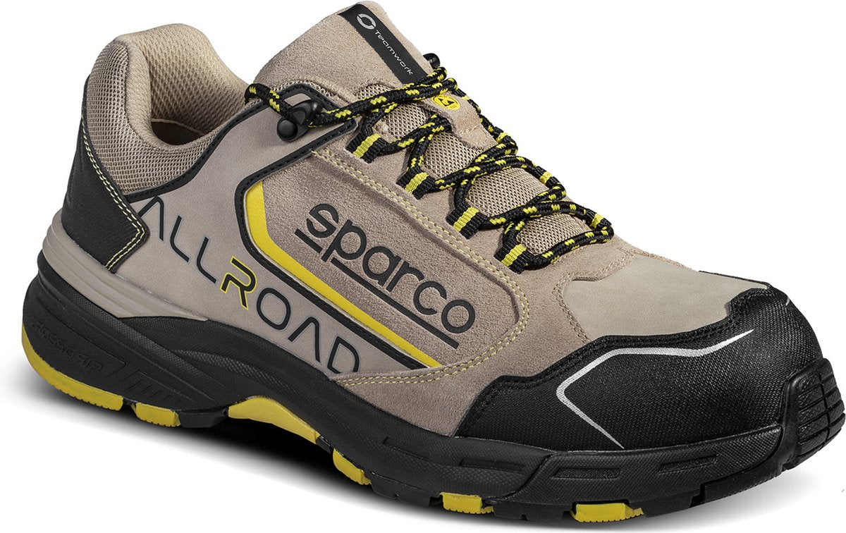 Sparco Allroad Roc – S3S Sicherheitsschuh Tan Yellow mit Phylon-Sohle und wasserabweisendem Nubuk – Braun 45