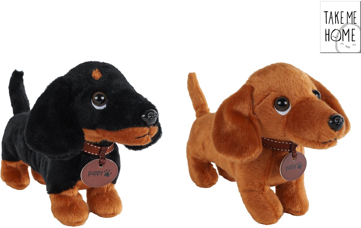 Bring mich nach Hause Plüsch Dackel Kuscheltier Hund braun 24cm Spielzeug.