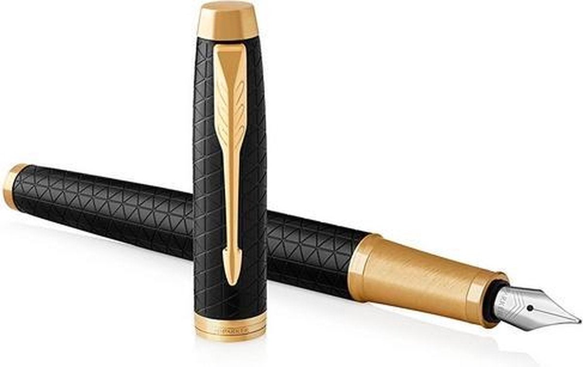 Parker im Füllfederhalter | Premium-Schwarz | feine Feder mit blauer Mine | Geschenkbox