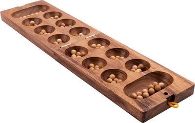 Longfield Awalé – Größe groß – afrikanisches Strategiespiel aus Holz – Mancala-Brettspiel für 2 Spieler – ökologisches Akazienholz – Engelsherz