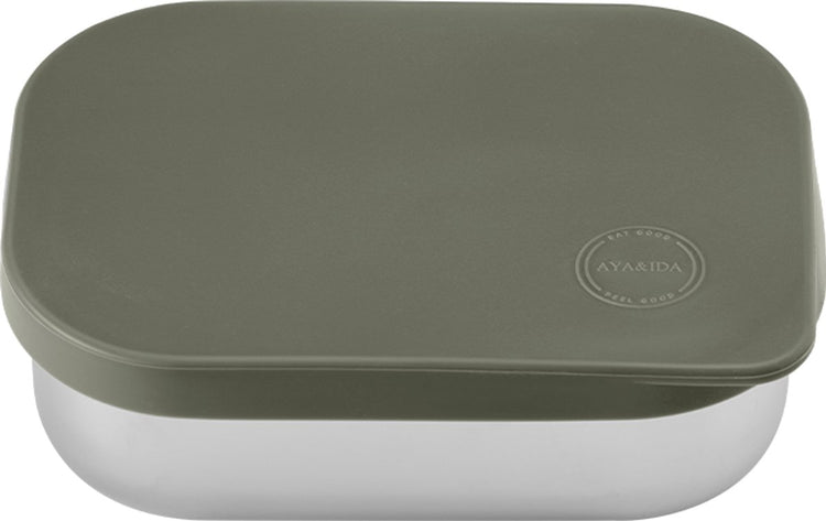 Aya ida aya ida – Lunchbox – Aufbewahrungsbox – zum Mitnehmen – Brot – Mittagessen – Salat – Edelstahl – Silikondeckel – 900 ml – tropisches Grün