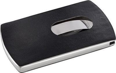 Sigel Visitenkarten-Snap - Edelstahl-Leder - für 12 Karten - Schwarz Silber - si-vz121