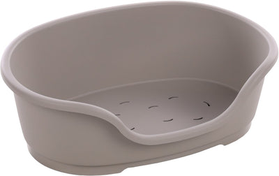 Flamingokorb Tuck oval grau – Größe S – 58×38×20 cm – bequemer Hundekorb aus Kunststoff für kleine Hunde und Welpen