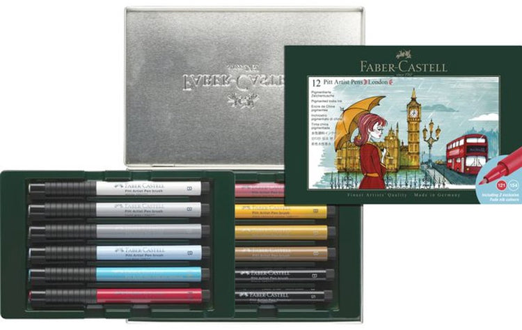 Faber-Castell Zeichenstift – Pitt Artist Pen Pinsel – Geschenkset 12-teilig – London – FC-267137