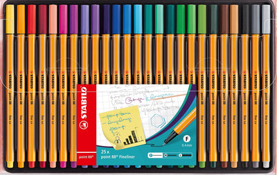 Stabilo point 88 – Premium Fineliner 0,4 mm – Etui mit 25 verschiedenen Farben