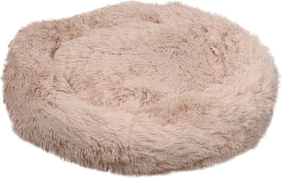 Flamingo-Hundebett – Donut-Hundebett – Katzenbett – runder Plüschkorb mit rutschfester Oberfläche – Korb kremsbeige – ø70 cm