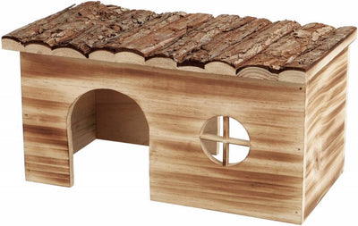 Trixie Haus groß 2 Ausgänge Meerschweinchenrinde Holz geflammt 35x20x18 cm