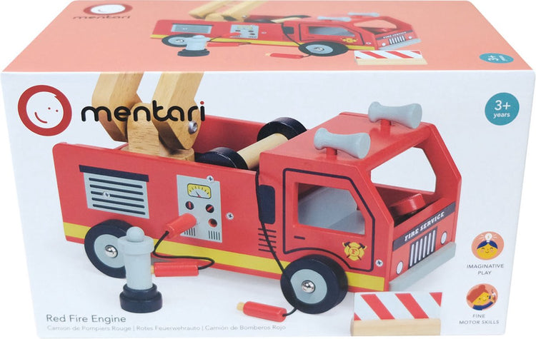 Mentari-Fahrzeuge – Feuerwehrauto – 22,5 x 13,5 x 13 cm – mit Zubehör – 3 Jahre