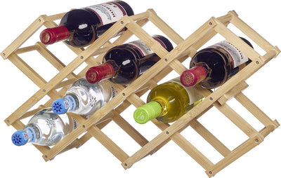 Westmark Weinregal bene – ausklappbares Weinregal, schmales Holzregal für bis zu 10 Flaschen, stabil und platzsparend, stilvolles Design – Bambus