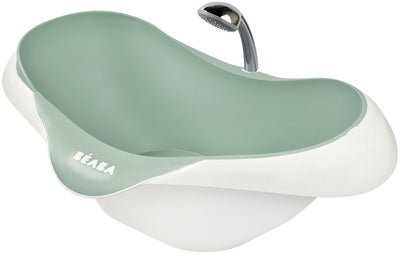Béaba Camele'o Badewanne – kompakte 29-l-Babybadewanne mit Ablassschraube – ergonomische, rutschfeste Badewanne – mit Duschkopfhalterung – ab 0 Monaten – hergestellt in Frankreich – grün