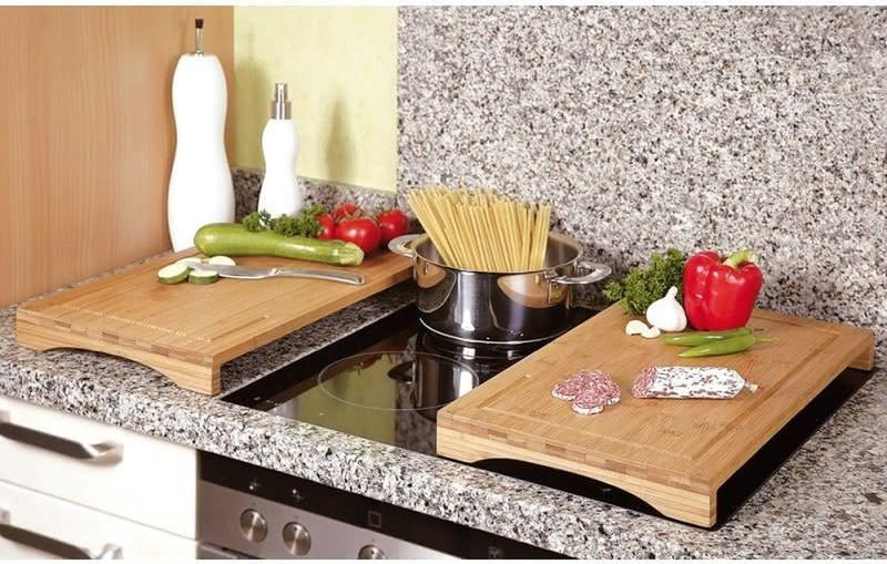Kesper fsc® Holzschneidebrett Abdeckplatte Bambusholz, mit Saftkante | Schneidebrett | Herdabdeckplatte | Größe 54 x 28 x 4,3 cm