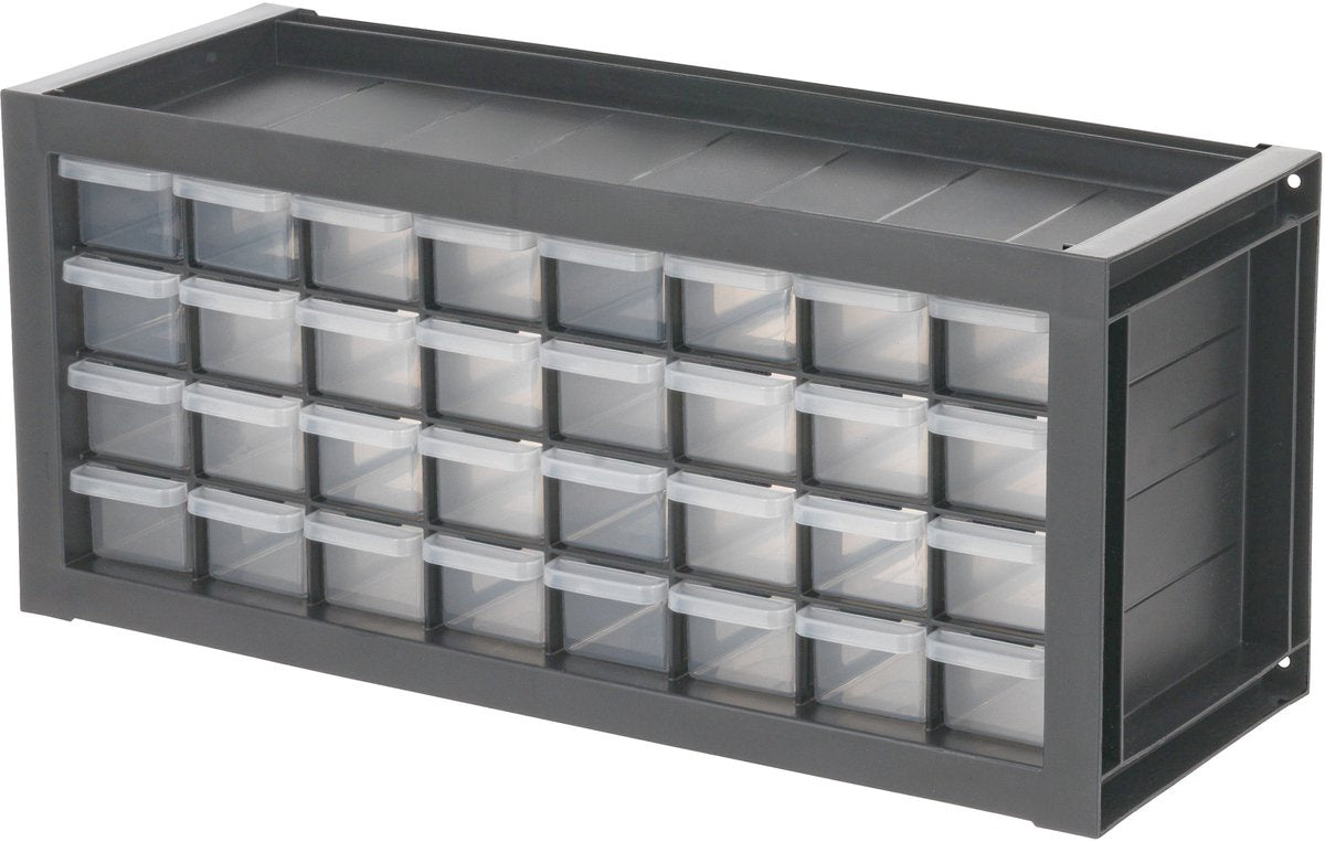 Iris Werkstatt-Organizer 32 Schubladen – dpc‑32 Teileschrank – maximale Organisation – Kunststoff – grau schwarz