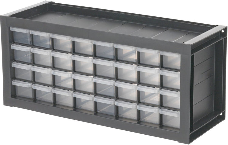 Iris Werkstatt-Organizer 32 Schubladen – dpc‑32 Teileschrank – maximale Organisation – Kunststoff – grau schwarz