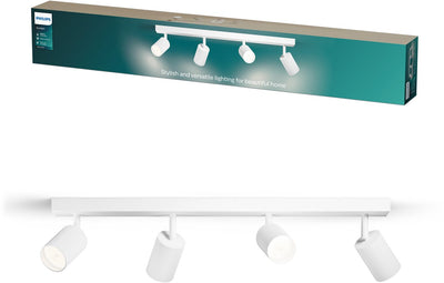 Philips Wyatt Aufbaustrahler – LED-Gu10-Fassung – ausrichtbar – 4 Lichtpunkte – Clickfix – Weiß