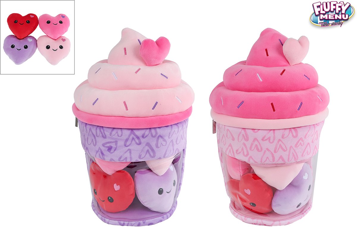 Flauschiges Menü-Plüsch-Eis mit 4 Herzen – 36 cm