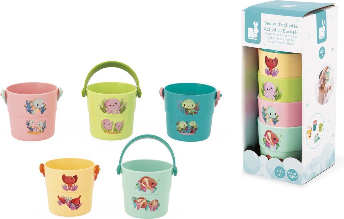 Janod – Badespielzeug – Badeeimer mit Tierbabys