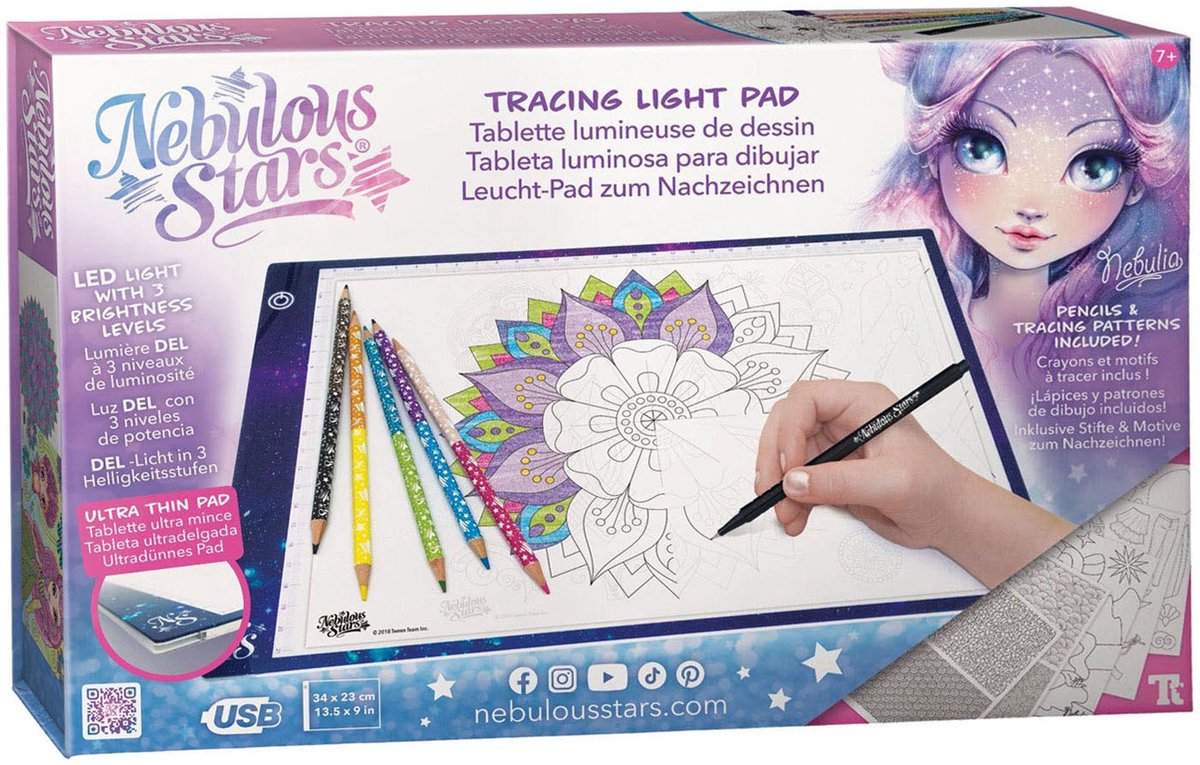 Nebulöse Sterne – LED-Leuchttablett – Leuchtpad – Zeichnen und Malen – Hobby-Paket