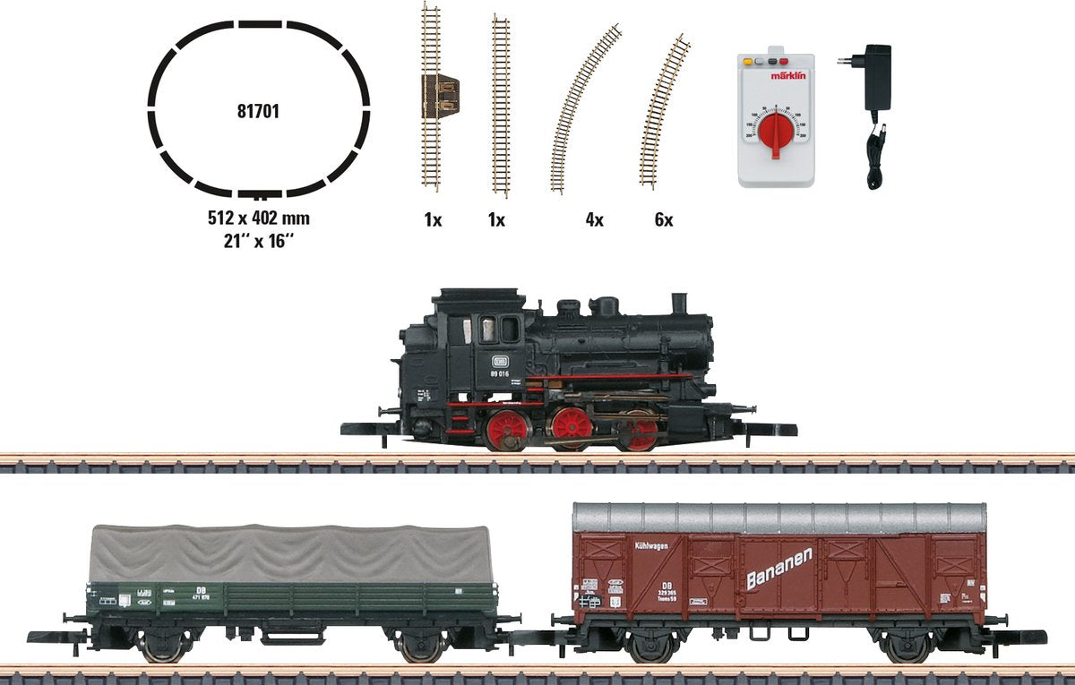 Märklin Startset Güterzug mit Dampflokomotive Baureihe 89, Gleisoval, Richt