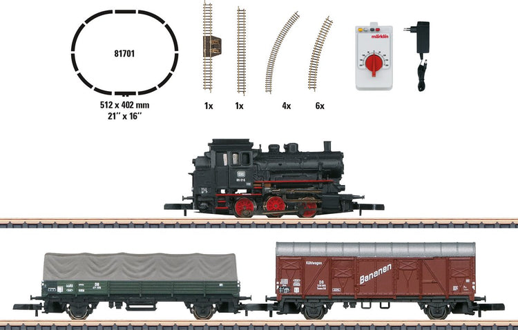 Märklin Startset Güterzug mit Dampflokomotive Baureihe 89, Gleisoval, Richt