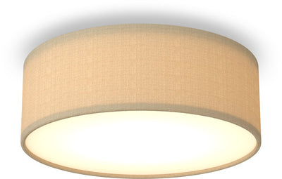 LED-Deckenlampe Calex, 30 cm, Stoffschirm, Taupe, E27-Fassung, warmweißes Licht, dimmbar, moderne runde Deckenlampe
