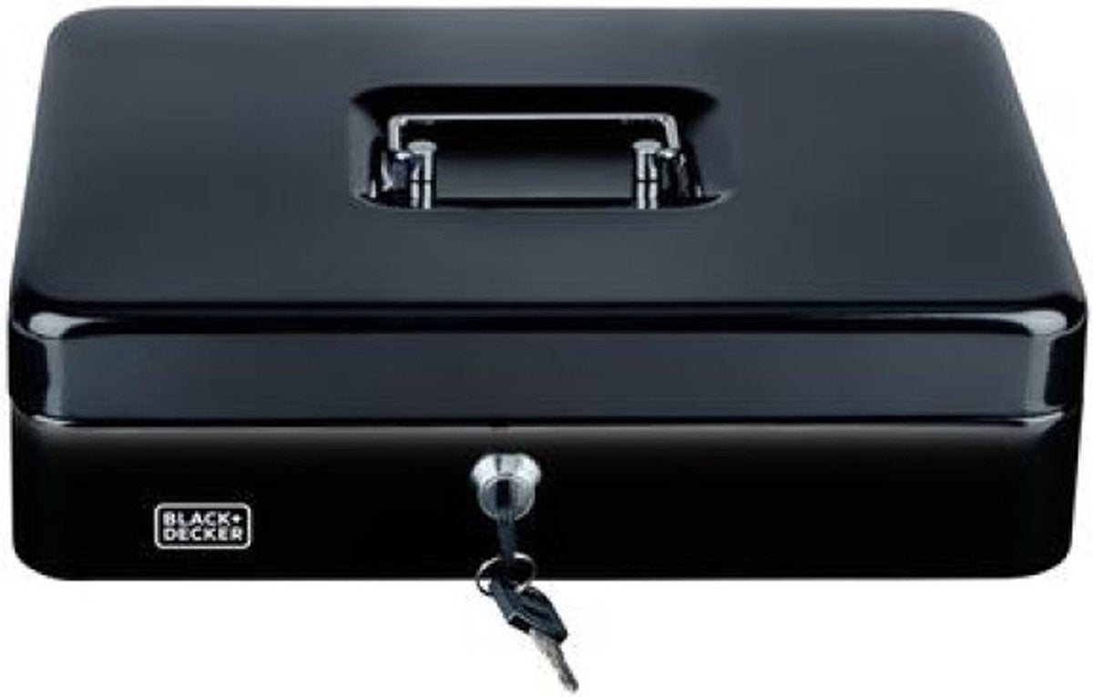 Black+Decker Black Decker Geldkassettentresor – 2 Schlüssel – Schwarz – Stahl – Münzbox – 30 x 24 x 9 cm