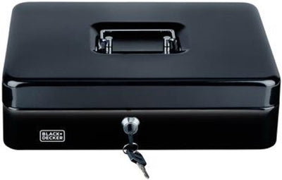 Black+Decker Black Decker Geldkassettentresor – 2 Schlüssel – Schwarz – Stahl – Münzbox – 30 x 24 x 9 cm