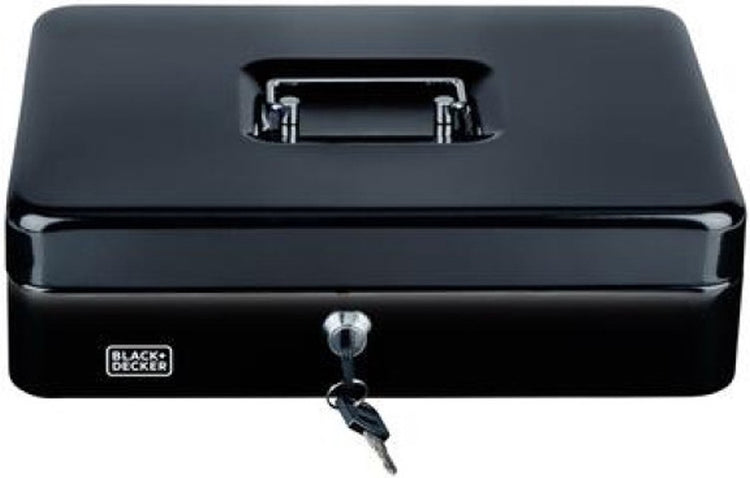 Black+Decker Black Decker Geldkassettentresor – 2 Schlüssel – Schwarz – Stahl – Münzbox – 30 x 24 x 9 cm