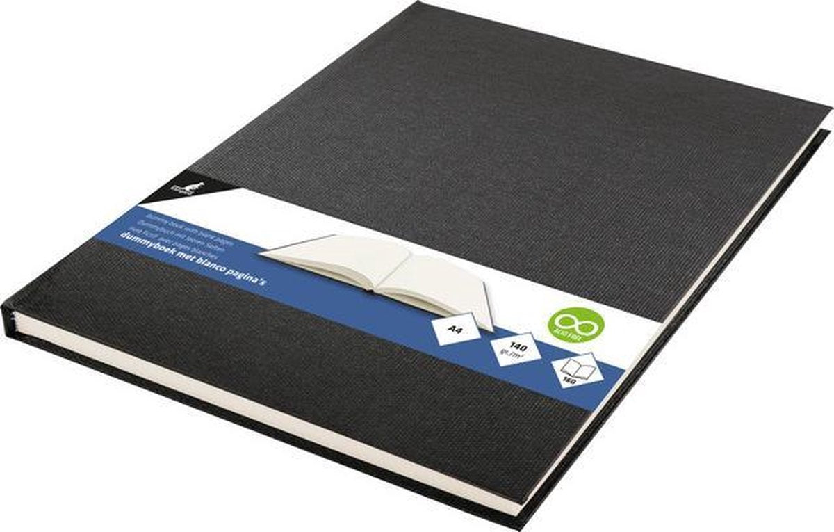 Kangaro - Dummy-Buch - A4 - Schwarz - 160 leere Seiten - 140 Gramm - Skizzenbuch - k-5305