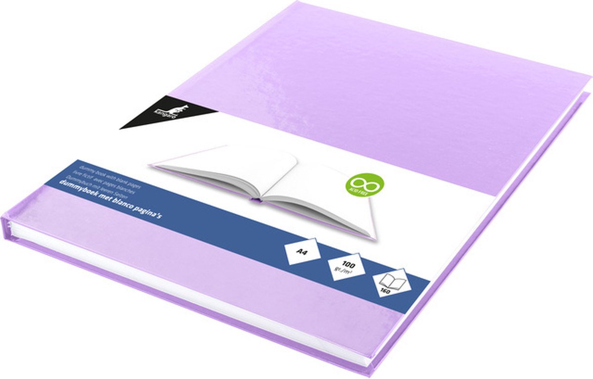 Kangaro-Dummy-Buch – A4 – Pastellviolett – 160 leere Seiten – Hardcover – Skizzenblock – K-5354