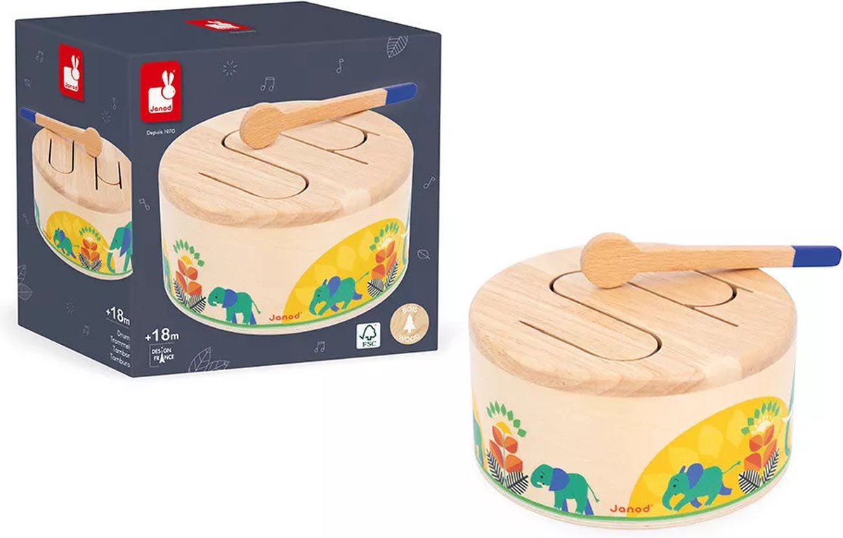 Janod – Gioia – Babytrommel aus Holz – Dschungel