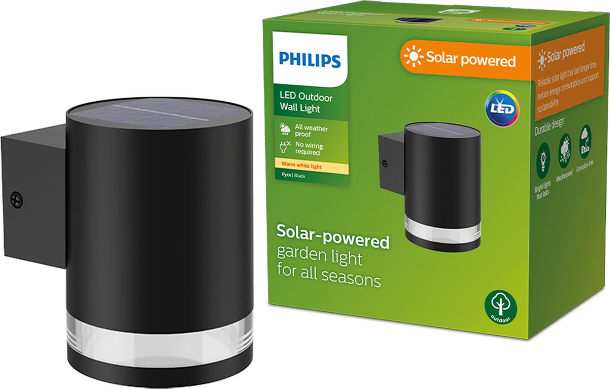 Philips LED Philips Fyce Solar-Wandleuchte – Schwarz