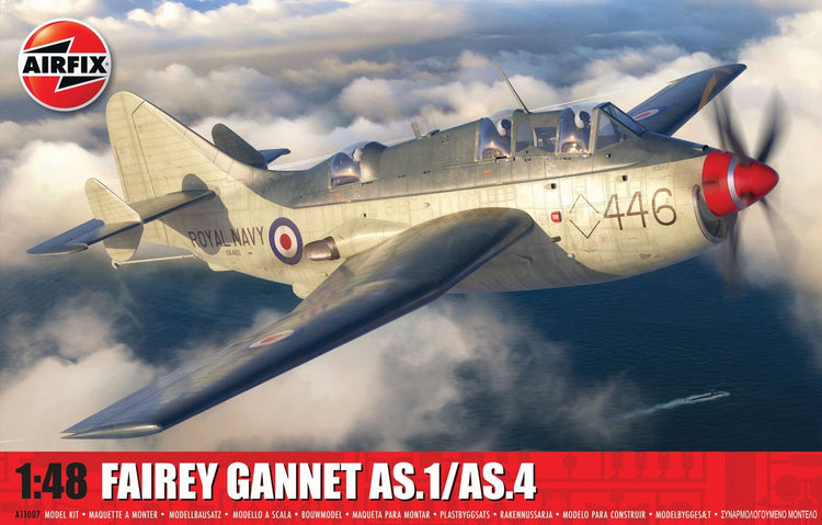 Airfix Modellbausatz Militärfahrzeuge – 11007 Fairey Gannet AS.1 AS.4 Flugzeug aus Kunststoff – 1:48 – Modellbau