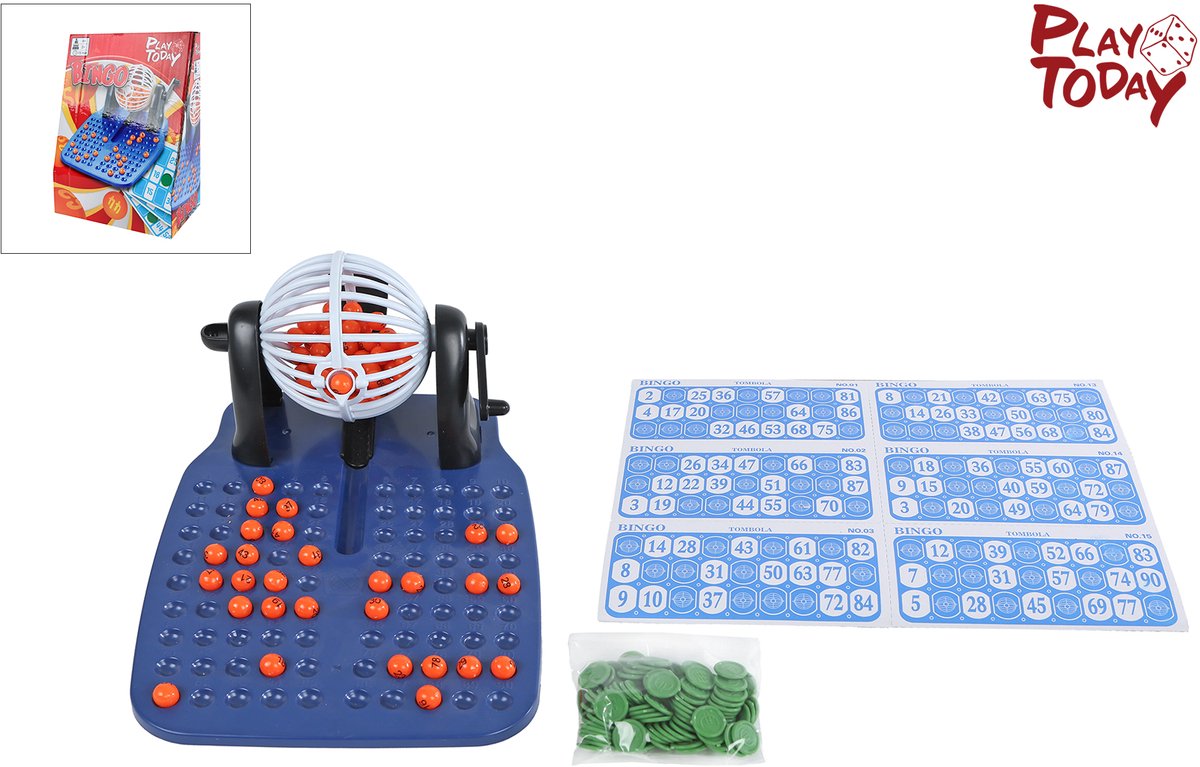 Bingo-Walze mit 90 Zahlenchips und 48 Spielkarten