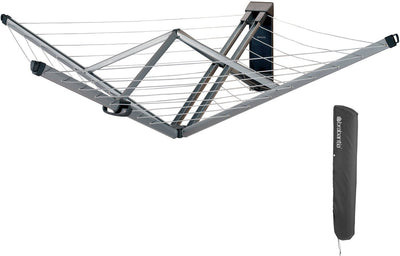 Brabantia Wallfix Wand-Wäscheständer – mit Schutzhülle – 24 m – Metallic-Grau